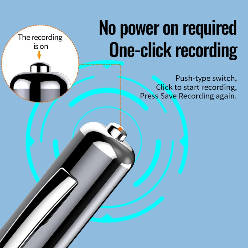 Digital Voice Recorder Pen — Professional Audio WAV Recording, Rechargeable Dictaphone & MP3 Player