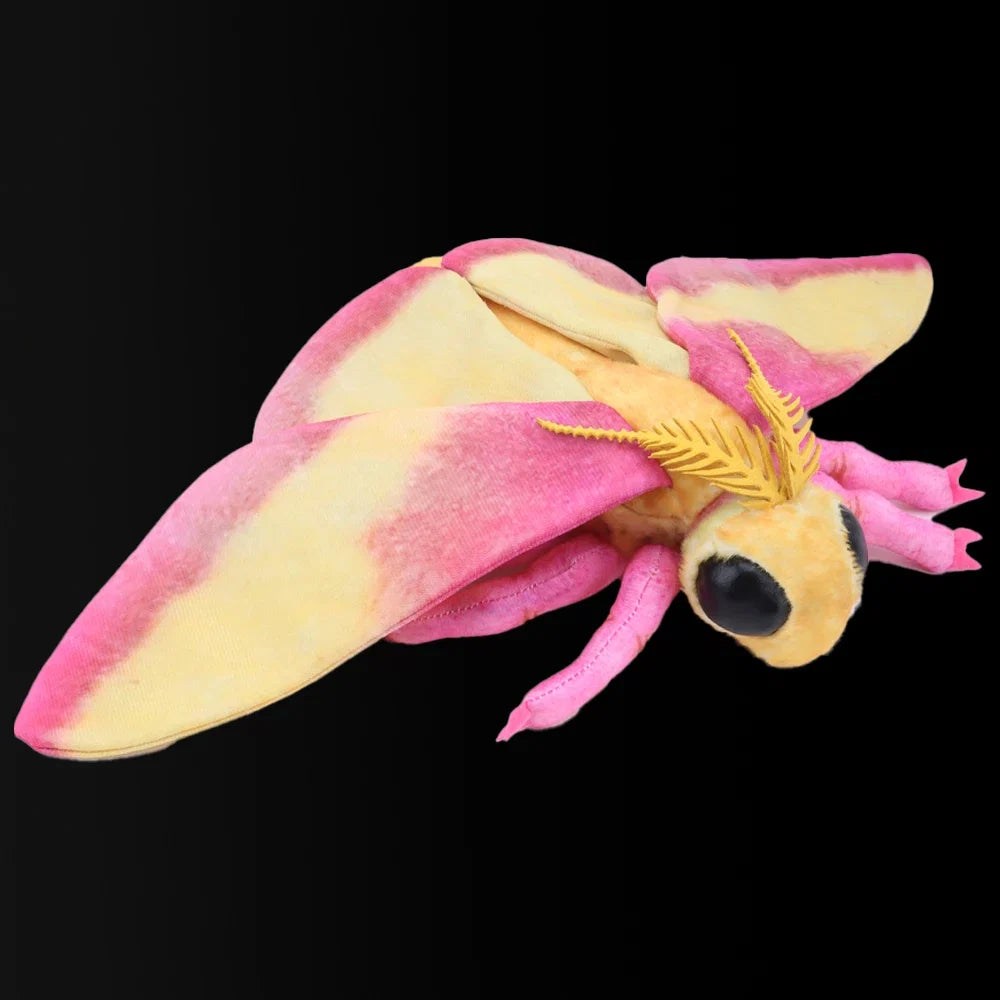 Rosy Maple Moth Plush Toy - Cute Lifelike Silkworm and Luna Moth Stuffed Insect Toy for Kids