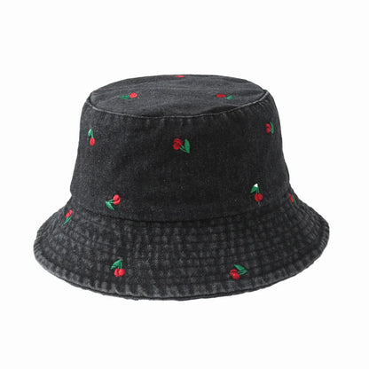 Embroidered Denim Bucket Hat – Summer Beach Fisherman Sun Hat for Men & Women | Cute Travel Cotton Sun Protection Cap, Wholesale Style