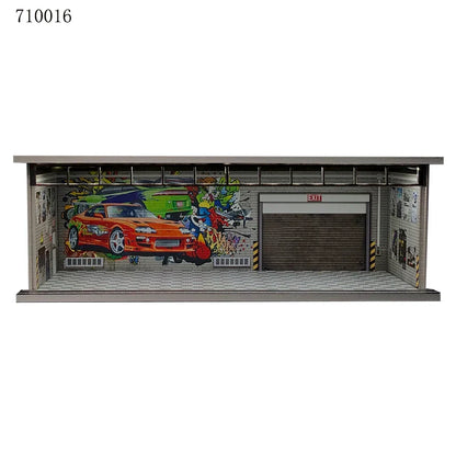 GFans 1:64 Scale Diorama Car Garage Model – LED Lighted Parking Lot DIY City Set for Collection & Display Gifts