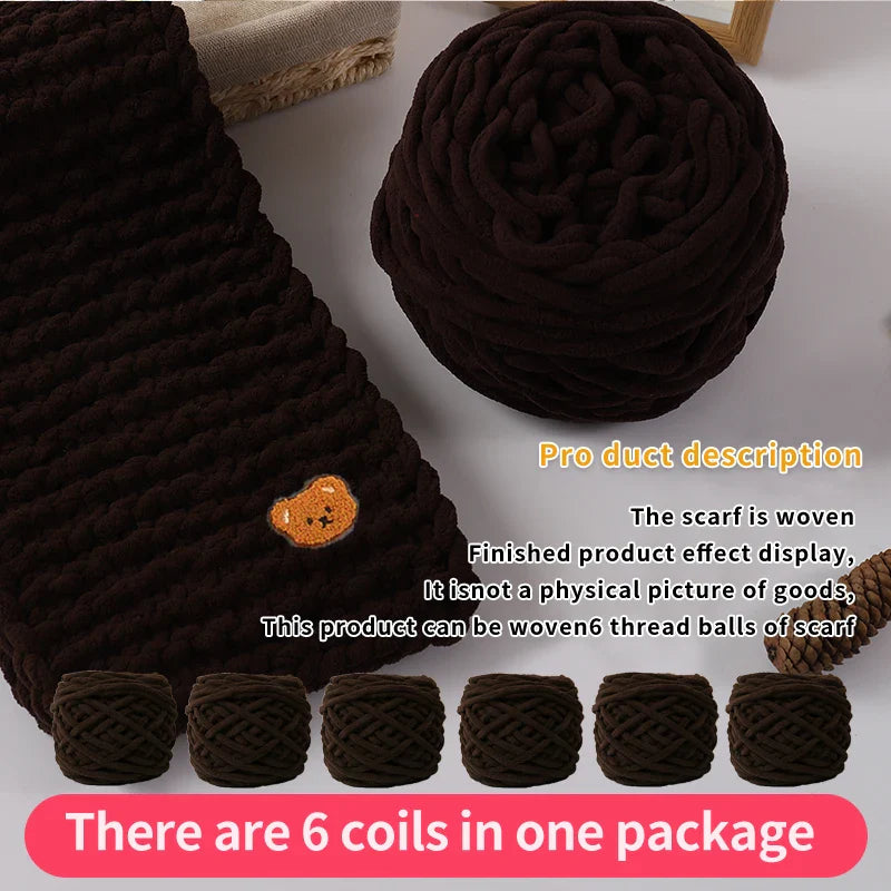 6 Yarn Balls + Teddy Bear DIY Craft Kit – Handmade Thick Woven Scarf Thread Set for Knitting, Jewelry & Creative Gift Making