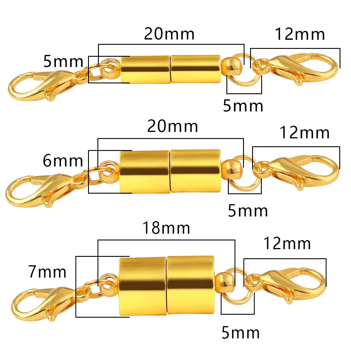 Magnetic Jewelry Clasp - Strong Metal End Connectors with Lobster Clasp for DIY Bracelets & Necklaces