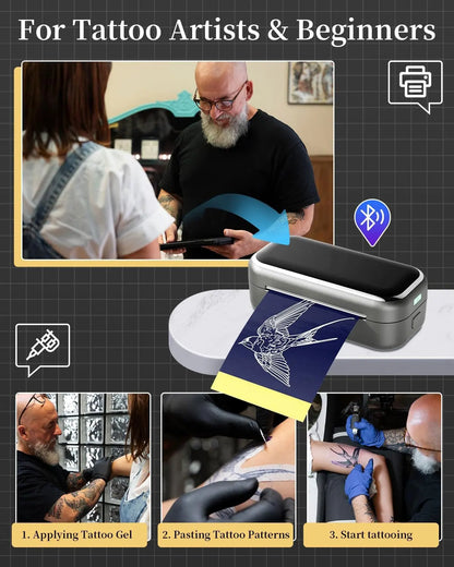 TP31 Thermal Tattoo Stencil Printer – Wireless Bluetooth Mini Portable Printer with Transfer Paper for Tattoo Artists