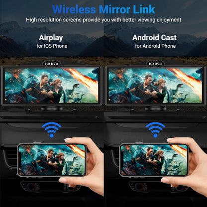 11.26-Inch 4K Dash Cam – Wireless CarPlay & Android Auto, Dual Lens DVR, Bluetooth Audio, GPS Navigation Video Recorder