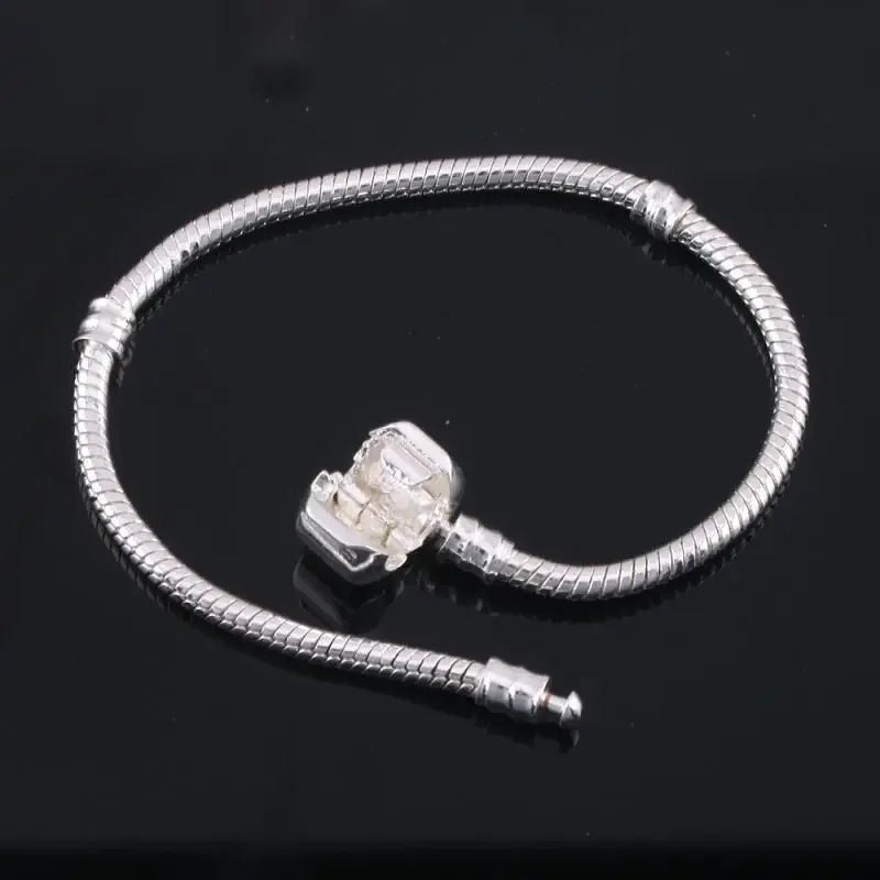 925 Sterling Silver Snake Bone Charm Bracelet – Fine Jewelry Bangle for Women & Men, Party & DIY Accessories
