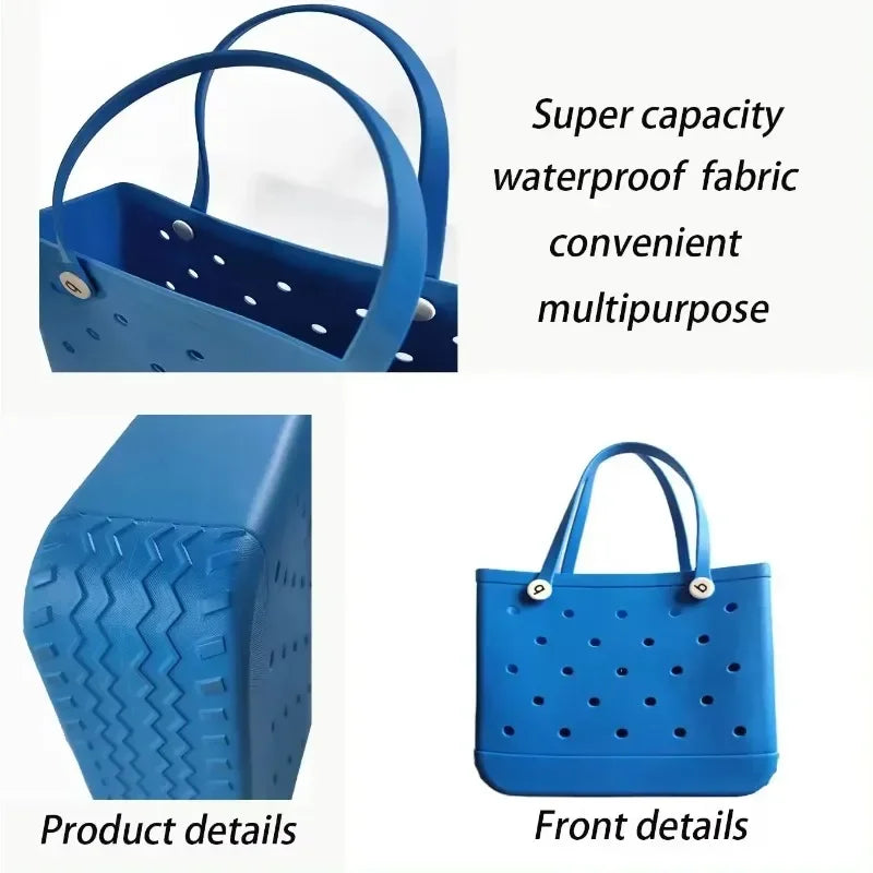 EVA Beach Bag for Women - Waterproof Bogg Rubber Travel Tote, Washable Handbag for Sports, Beach, Market, Pool