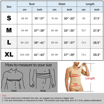 Men’s Shapewear Bodysuit – Sleeveless Tummy Control Abdomen Compression Slimming Open-Crotch Full Body Shaper Undershirt