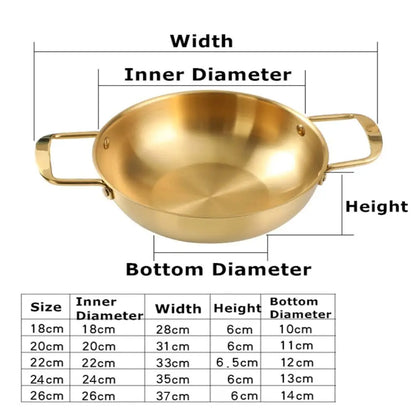 Stainless Steel Saucepan & Dry Pot – Paella Pan with Handle for Home Cooking, Seafood, Rice & Picnic Use