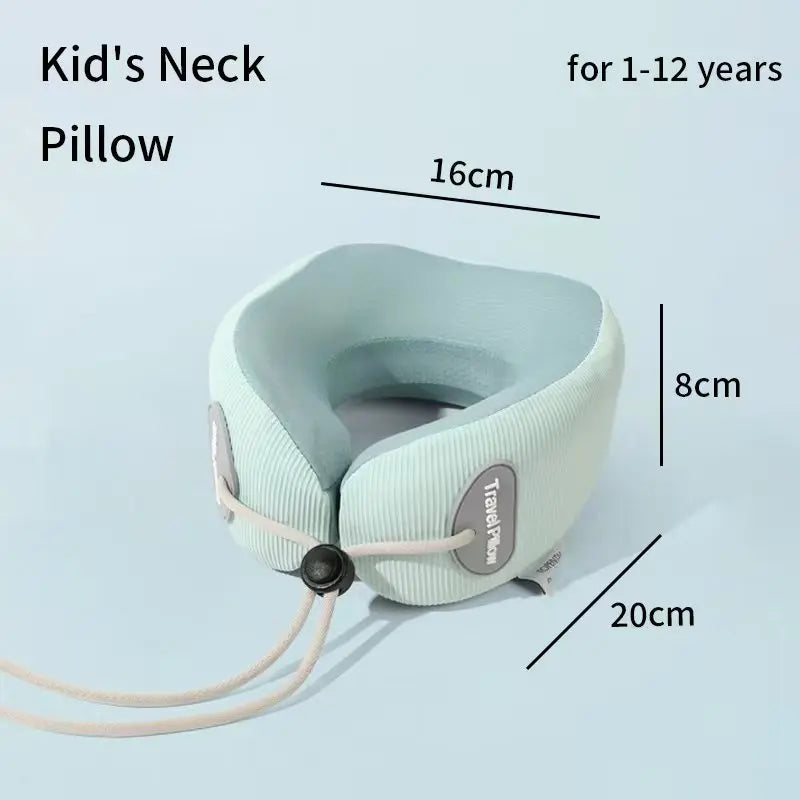 Kids U-Shaped Memory Foam Neck Pillow – 360° Support Travel & Nap Cushion, Slow Rebound with Removable Cover for Children