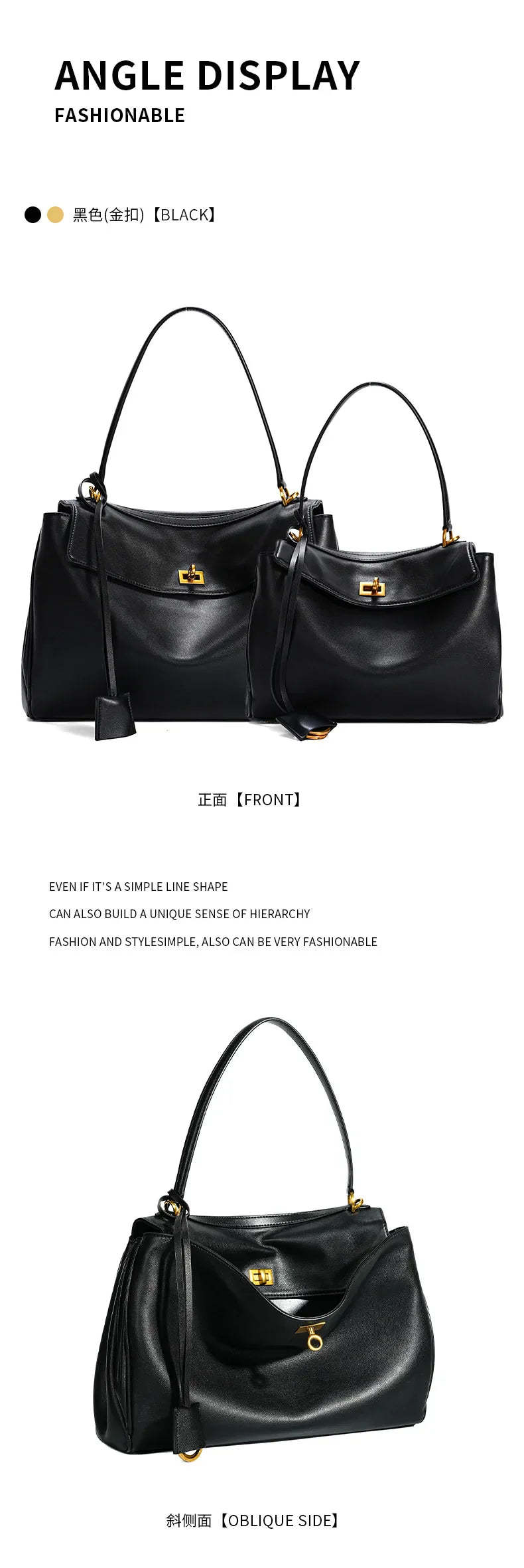New Rodeobag Leather Kelly Bag — Women’s Large Capacity Fashion Handbag with Advanced Lock, High-End Underarm Bag