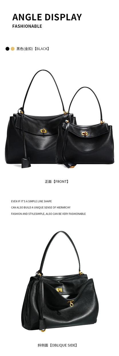 New Rodeobag Leather Kelly Bag — Women’s Large Capacity Fashion Handbag with Advanced Lock, High-End Underarm Bag