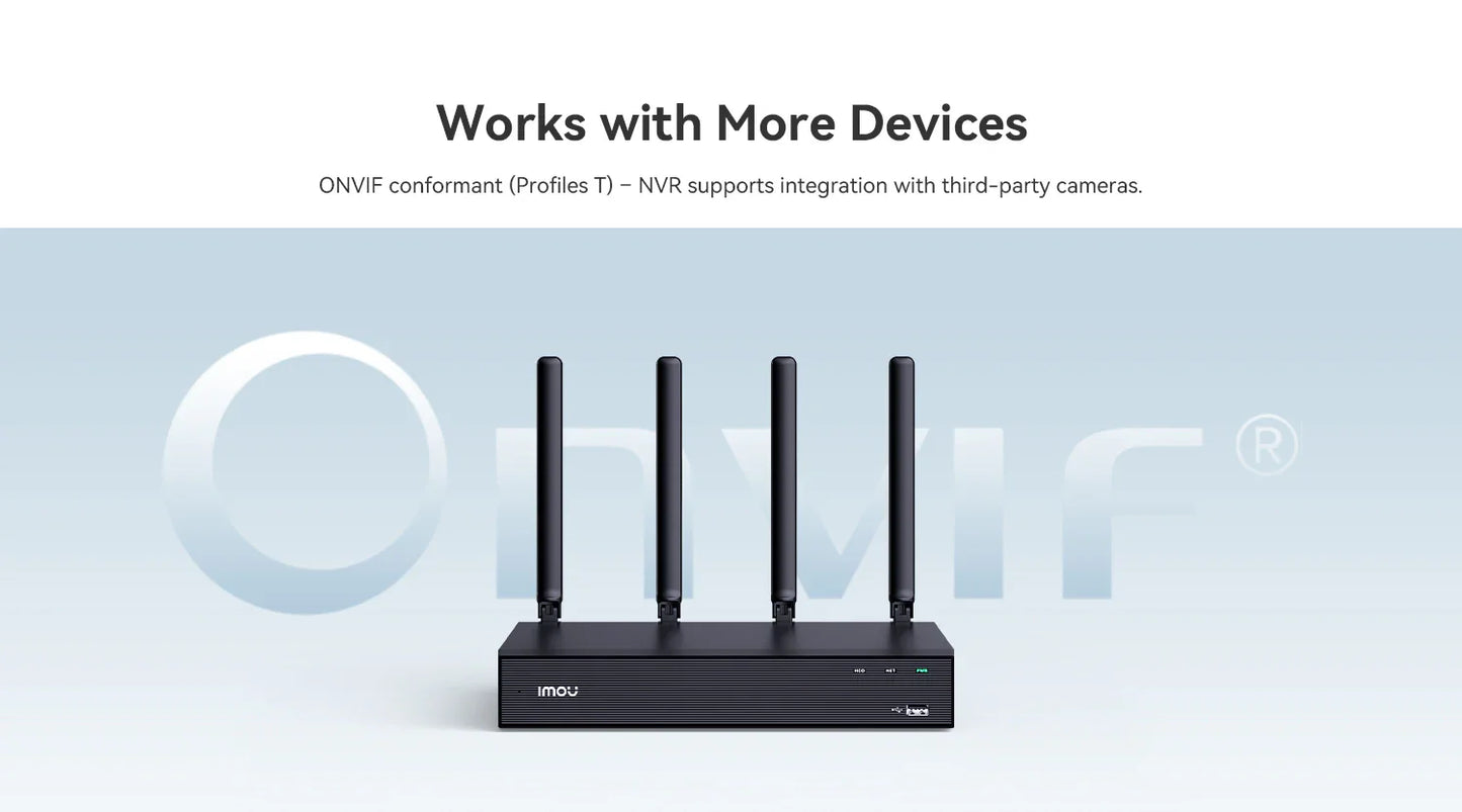 IMOU 10/18CH Wireless NVR – Dual-Band 2.4/5GHz Wi-Fi Network Security System, Metal Shell