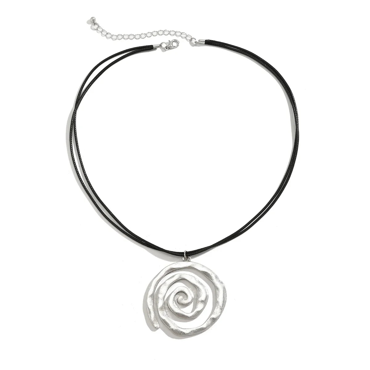 Ethnic Spiral Conch Pendant Necklace - Adjustable Leather Wax Cord Y2K Gothic Jewelry for Women