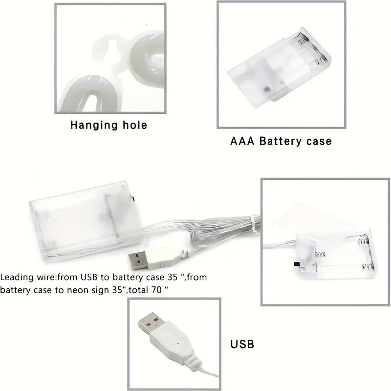 LED Neon Sign – USB/Battery Powered Customizable Wall Light for Bar, Bedroom, Game Room, Wedding Party, and Christmas Gift