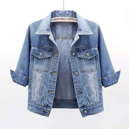 Women’s Denim Jacket – Spring & Autumn Short Coat, Casual Pink Jean Jackets, Loose Purple, Yellow & Blue Outerwear Tops