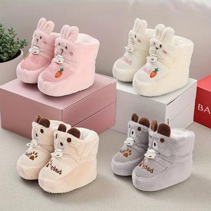 Infant Pre-Walker Shoes - Soft Plush Bunny & Bear Winter Booties for Babies 0–1 Year