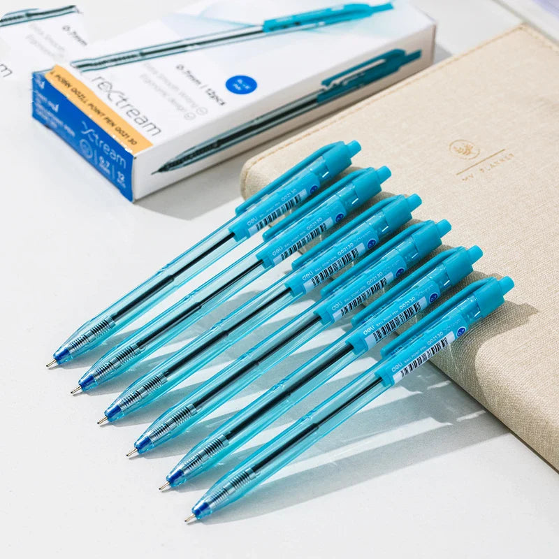 Smooth Writing DELI Ballpoint Pen 0.7MM: Office Ball Pens 12PCS/Box - Low Viscosity Ink, Ideal for Office Stationery