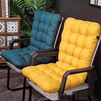 Vintage-Style Quilted Plush Seat Cushion – Soft Polyester Ergonomic Hand-Washable Pad in Teal & Yellow