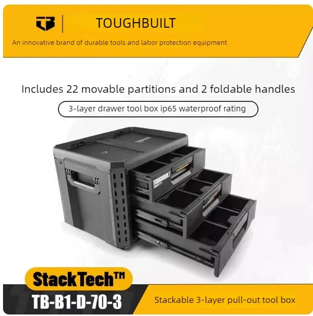 TOUGHBUILT All-in-One Tool Box - Waterproof Stackable Rolling Storage Case for Electricians, Camping & Vehicle Repair