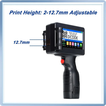 DCODE 1755PLUS Portable Handheld Inkjet Printer – 12.7mm Text, QR, Barcode, Logo & Date Printing Machine