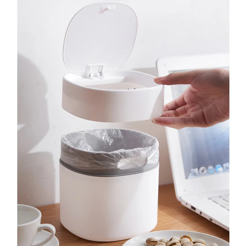 Mini Desktop Trash Can - Compact Plastic Waste Bin for Office, Bathroom & Home