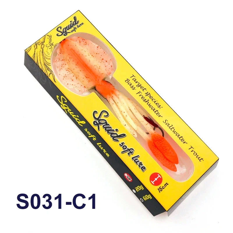 TEASER Silicone Fishing Lure - Luminous Octopus Squid Soft Bait Wobbler Jig for Sea Fishing