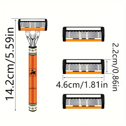 Men’s 6-Layer Safety Razor Set – High-Quality Sharp Stainless Steel Shaver with Replaceable Blades