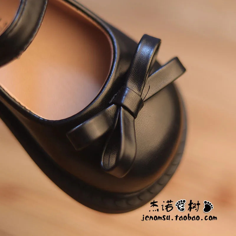 Little Girls’ Mary Jane Shoes - Soft PU Leather School Flats in Beige & Black