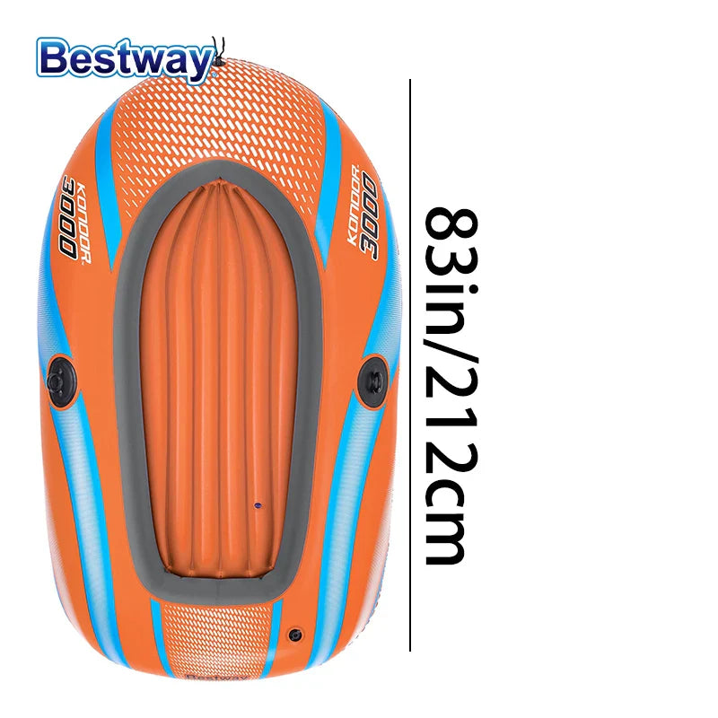 Bestway 61136/61140/61142/61146 Heavy-Duty Inflatable Kayak – 1-3 Person PVC Rafting Boat for Adventure & Thrilling Rides