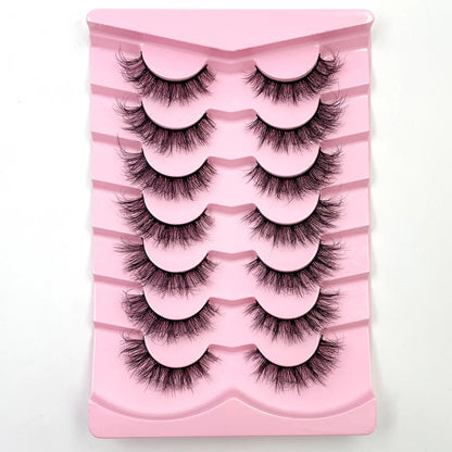 7 Pairs 3D Mink Fur False Eyelashes – Thick Short Dramatic Natural Look Makeup Lashes Wholesale