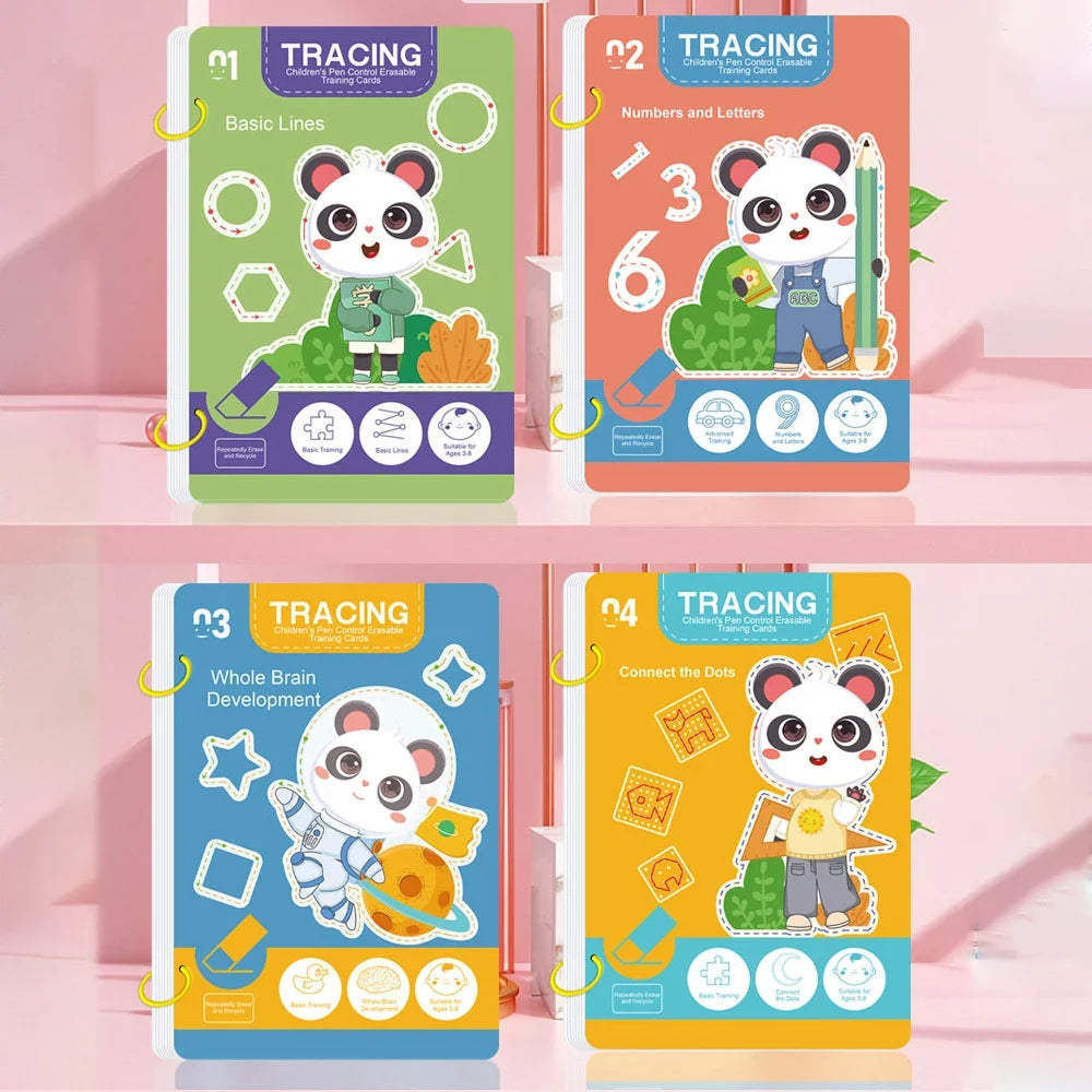 34-Page Reusable Kids Writing Practice Book Set - Erasable Pen Learning Books for Writing and Drawing Skills