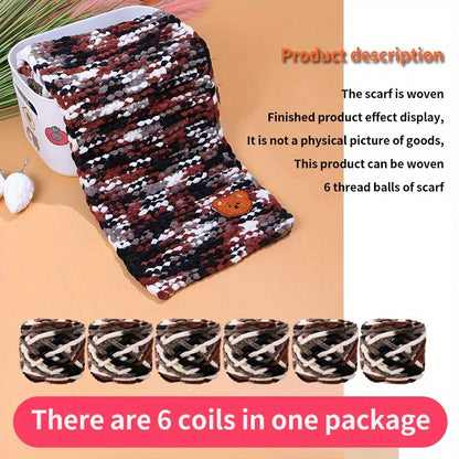6 Yarn Balls + Teddy Bear DIY Craft Kit – Handmade Thick Woven Scarf Thread Set for Knitting, Jewelry & Creative Gift Making