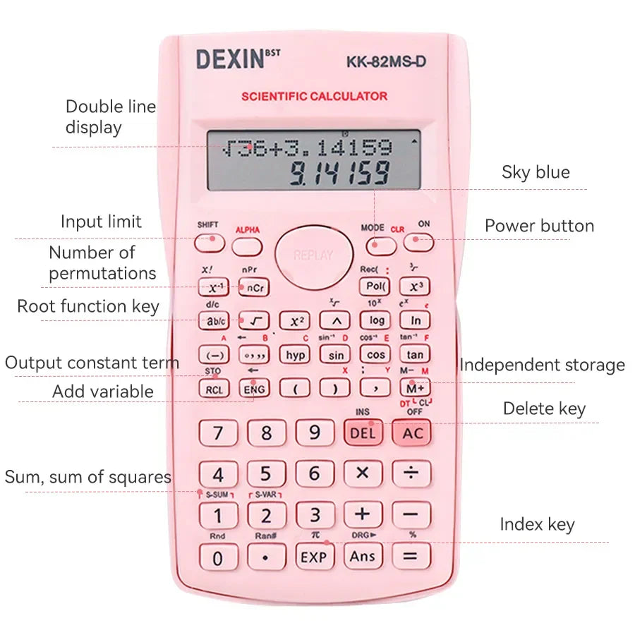 Multifunctional Scientific Calculator – Large Screen Portable Student Math Calculator for School, Office & Exam Use
