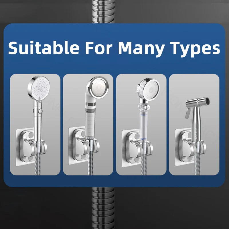 Universal No-Drill Adjustable Shower Head Holder – Wall-Mounted Bracket with Stable Rotation for Bathroom Accessories