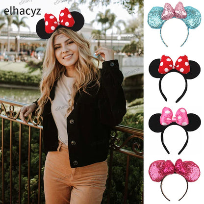 Big Classic Polka Dot Bow Minnie Mouse Ears Headband – Festival & Party Hairband for Women & Girls, Disney Trip Accessories