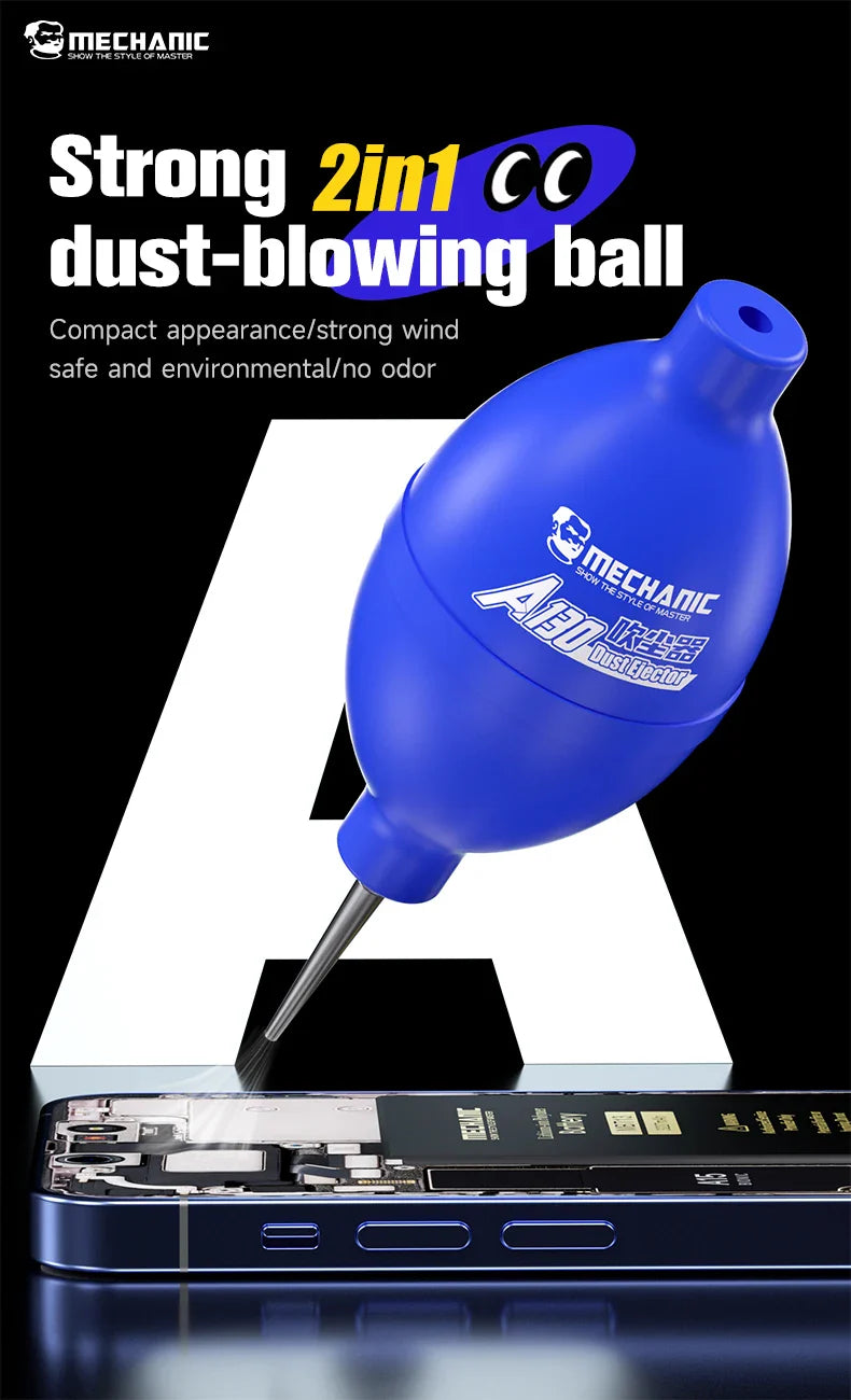 MECHANIC A130 2-in-1 Phone Repair Dust Cleaner — Air Blower Ball & Cleaning Pen for Phone, PCB, PC, Keyboard, Camera Lens