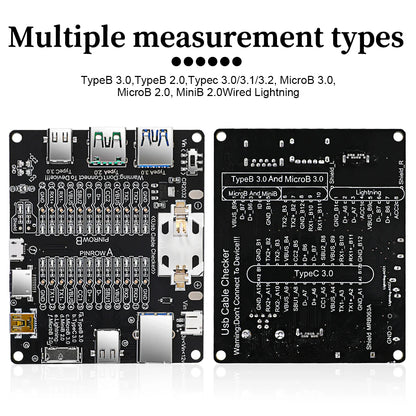 USB Cable Tester – Type-C, Type-B, Micro Short Circuit and Data Anomaly Detection Test Board for iOS & Android