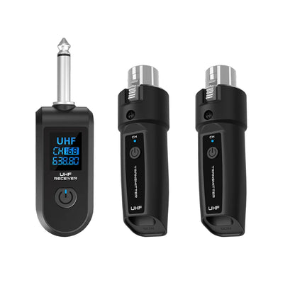 BOMGE UHF XLR Wireless Microphone Adapter System – Transmitter & Receiver for Dynamic Microphone, Guitar, Audio Mixer & PA System