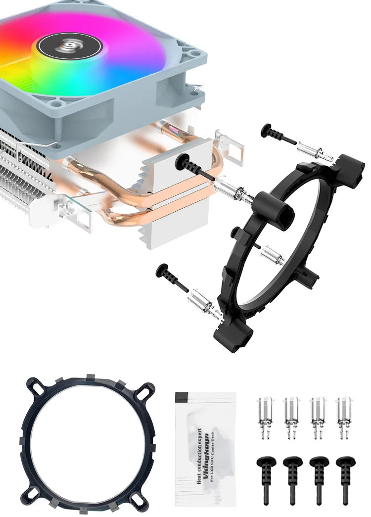 Aigo ICE200PRO CPU Air Cooler — 2 Heatpipe Radiator with 3-Pin PWM Quiet Fan for Intel LGA 115X/1200/1700 & AMD AM4/AM5