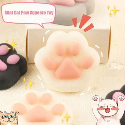Mini Cat Paw Squeeze Toy - Silicone Pinch Decompression Fidget | Plush TPR Sensory Toy for Kids and Adults