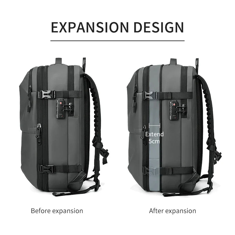 Men's Travel Backpack – Vacuum Compression, 17-Inch Laptop Backpack, Large Capacity Business & School Backpack, Expanded Hiking Bag