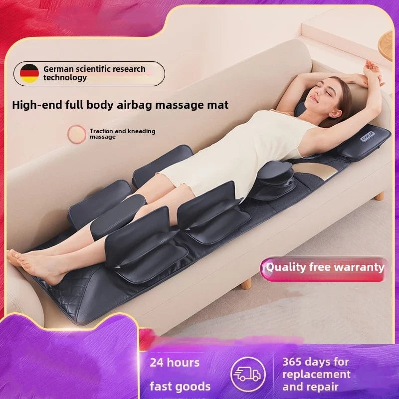 Upgraded Large Area Heated Neck Massager – Vibration Airbag Full Body Massage Mat with Lumbar Traction and Remote Control