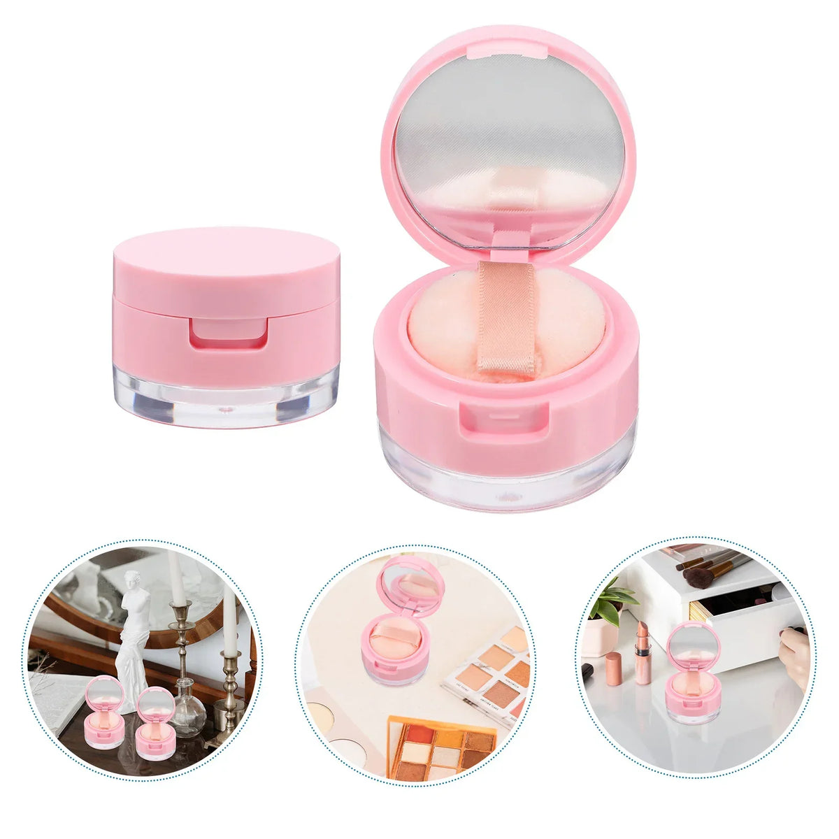 Portable Mini Loose Powder Container 3g/5g – Empty Cosmetic Jar with Sieve & Mirror Travel Makeup Case