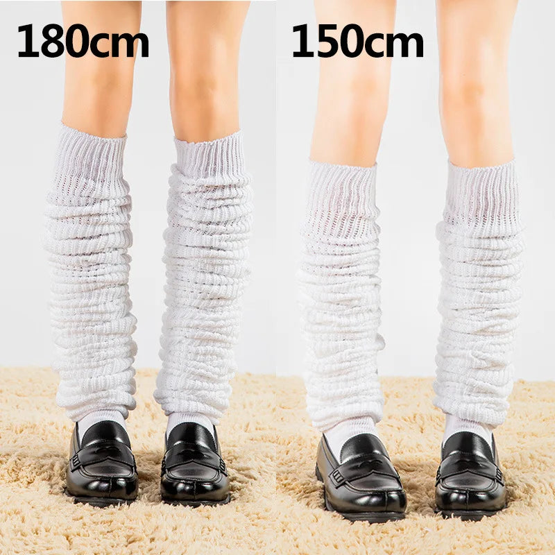 White & Black Loose Slouch Socks – JK Uniform Cosplay Leg Warmers for Women & Girls