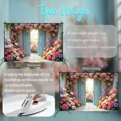 MOON.QG Christmas Santa Claus Village Backdrop – Holiday Photo Studio Background with Trees & Gifts for Home Decoration