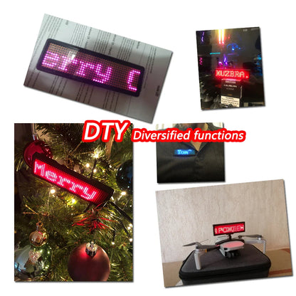 Rechargeable Bluetooth LED Name Tag: Programmable Scrolling Message Board - Digital LED Badge Insignia for DIY Mini Display