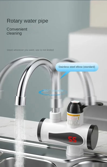 Electric Instant Kitchen Water Heater Faucet — Tankless Hot & Cold Heating Tap