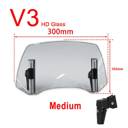 Universal Motorcycle Windshield Extension – Adjustable Clamp-On Wind Deflector Spoiler for BMW, Kawasaki, Yamaha, Honda & Suzuki Bikes