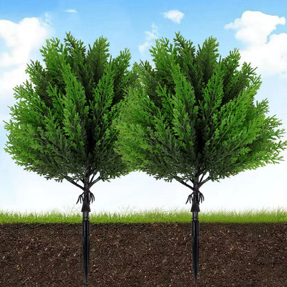 Artificial Cypress Topiary Plants - UV-Resistant Faux Cedar Bushes with Spike for Outdoor Decor