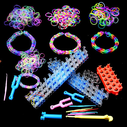 Rainbow Rubber Band Bracelet Kit – DIY Woven Lace Craft Toy for Girls, Hair Accessories & Handmade Gift